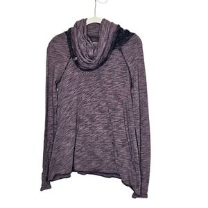 FP Beach Free People Beachy Cowl Neck Long Sleeve Top Heathered‎ Purple